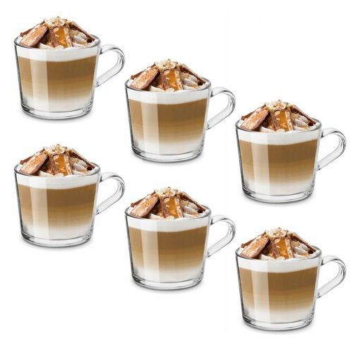 6x SZKLANE KUBKI DO KAWY szklanki do herbaty zestaw kubków Z UCHEM Tadar na Arena.pl