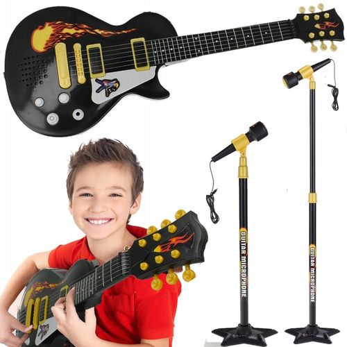 Gitara DLA DZIECI Elektryczna Na Baterie + Mikrofon Na Statywie + 6 melodii na Arena.pl
