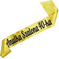 Szalona  40-ka + imię - złota szarfa z czarnym nadrukiem