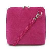 VERA PELLE torebka damska zamszowa listonoszka z paskiem V452 fuksja