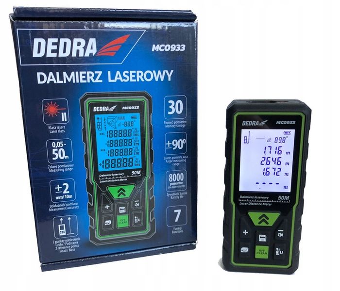 Dalmierz Laserowy 50m - Miernik Odległości DEDRA zdjęcie 1