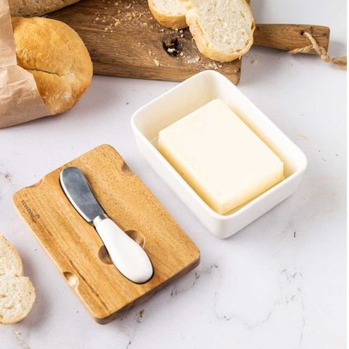 maselniczka porcelanowa z nożykiem klausberg kb-7785 biała na Arena.pl