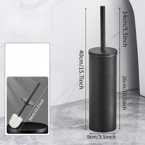 Szczotka do WC Toalety Wolnostojąca Stal Nierdzewna Czarna 9x40 cm Matowa na Arena.pl