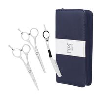 FOX Zestaw do strzyżenia włosów Nożyczki 5.5" Degażówki 5.5" Nóż Chiński WHITE Białe