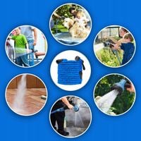 MOCNY WĄŻ OGRODOWY 45m ROZCIĄGLIWY ELASTYCZNY + ZŁĄCZKI + PISTOLET UCHWYT