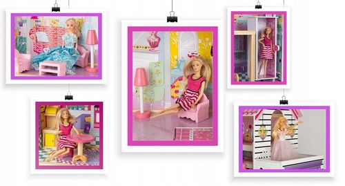 XXL DUŻY DREWNIANY RÓŻOWY DOMEK DLA LALEK MEBLE WINDA AKCESORIA LED na Arena.pl