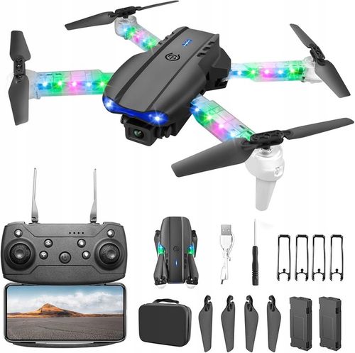 E99D DRON Z PODWÓJNE KAMERY ZABAWKA SKŁADANIE CZTEROOSIOWE Z ŚWIATŁO LED na Arena.pl