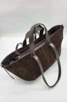 Duża torebka damska skórzana Vera Pelle – Czekolada – zamsz naturalny