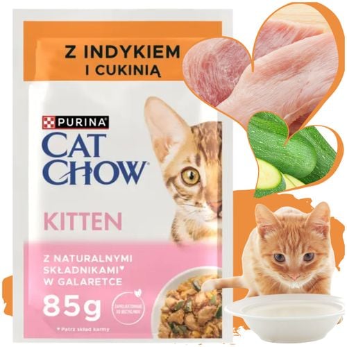 karma mokra dla kociąt purina cat chow kitten indyk z cukinią naturalna 85g na Arena.pl