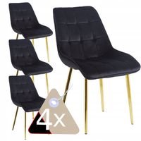 krzesła welurowe 4x czarne siedzisko zlote nogi tapicerowane do salonu