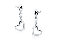 Delikatne rodowane srebrne wiszące kolczyki celebrytki serce nieskończoność infinity srebro 925 Z1842ER