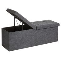 Pufa z pojemnikiem ciemnoszara 110x38 cm schowek ławka organizer