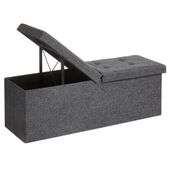 Pufa z pojemnikiem ciemnoszara 110x38 cm schowek ławka organizer