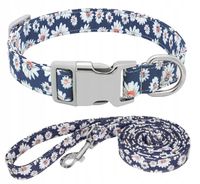 OBROŻA + SMYCZ DLA PSA KOTA KLAMRA KWIATKI S