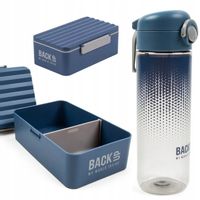 Zestaw szkolny Bidon 600 ml + śniadaniówka z wyjmowaną przegródką NIEBIESKI