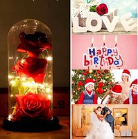 WIECZNA RÓŻA W SZKLE LED ŚWIECĄCA PREZENT na Walentynki Dzień Kobiet Babci