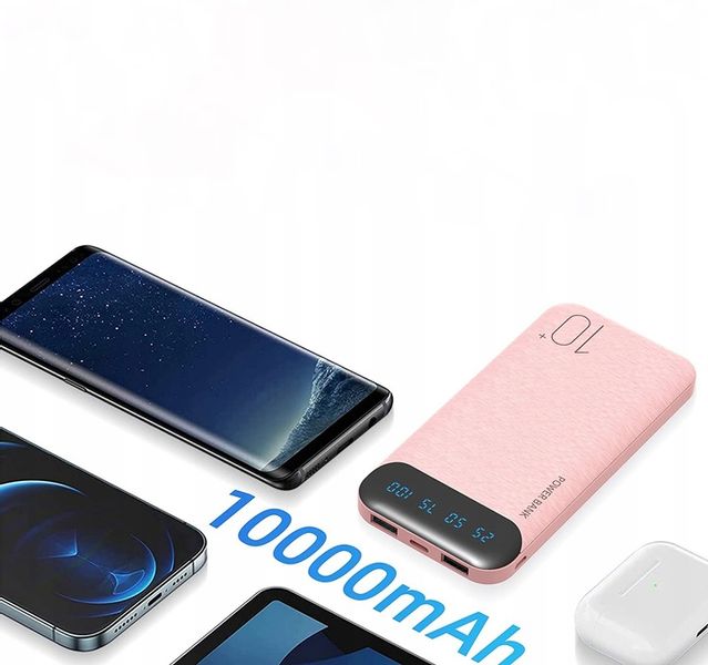 POWERBANK 10000mAh 2,4A 2×USB/USB-C QC PD SZYBKI WYDAJNY POWER BANK LED RÓ zdjęcie 6