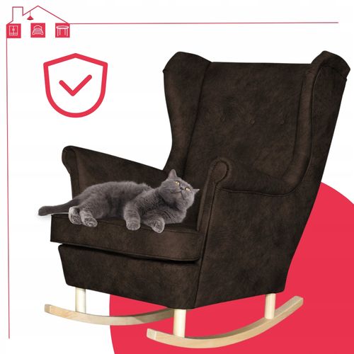 Fotel uszak eko skóra skandynawski bujany Ari CIEMNOBRĄZOWY na Arena.pl