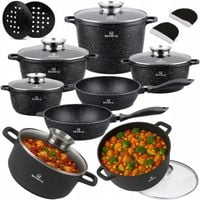 ZESTAW GARNKÓW INDUKCJA KOMPLET GARNKI GAZ PATELNIA POKRYWKI MARMUROWE 17EL