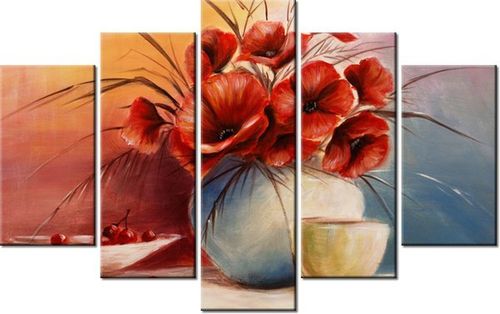 70 100CM OBRAZ 5 ELEM MAKOWA KOMPOZYCJA DRUK PŁÓTNO na Arena.pl