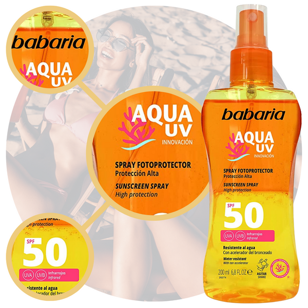 Babaria Aqua Uv Spray Do Opalania SPF50 zdjęcie 4