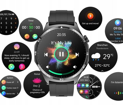 ZEGAREK MĘSKI SMARTWATCH AMOLED 440 EKG POMIAR CUKRU CIŚNIENIE TEMPERATURA na Arena.pl
