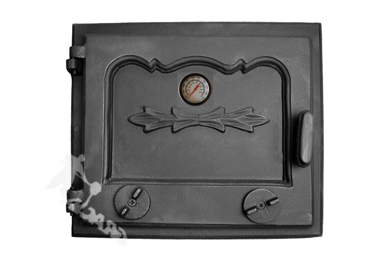 DRZWI D2 LEWE - 33X38 CM + TERMOMETR 0-500°C żeliwne do pieca piecowe kaflowe zdjęcie 1