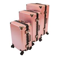 Walizki podróżne twarde z poliwęglanu z kółkami na kauczuku, różowe złoto, zestaw 3szt. H23082RG