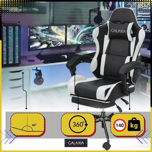 FOTEL GAMINGOWY BIUROWY Obrotowy Kubełkowy Krzesło Gamingowe Z Podnóżkiem na Arena.pl