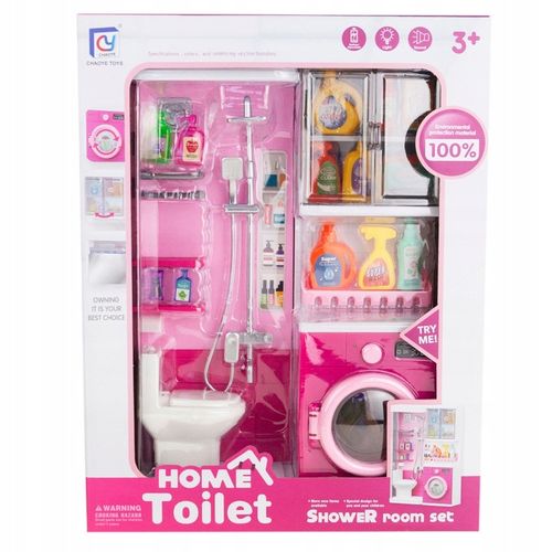 ŁAZIENKA Z AKCESORIAMI PRYSZNIC WC PRALKA ZESTAW ŁAZIENKOWY DLA DZIECI na Arena.pl