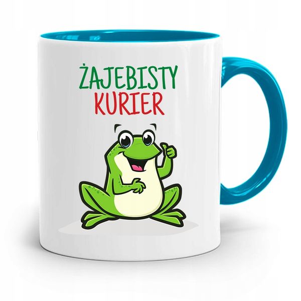 Kubek Błękitny Dla Kuriera Żajebisty Kurier Z Nadrukiem Ze Zdjęciem zdjęcie 1