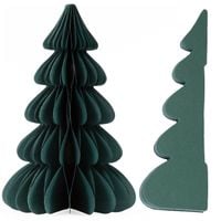 Papierowa choinka 30 cm ozdoba świąteczna dekoracja 3D z magnesem ciemnozielona