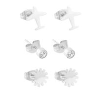 Zestaw 3 par koczyków samolot Blueberry