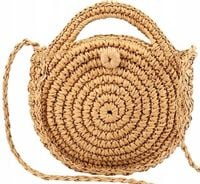 Torebka słomiana boho koszyk na ramie kuferek eko  T2_Ciemny