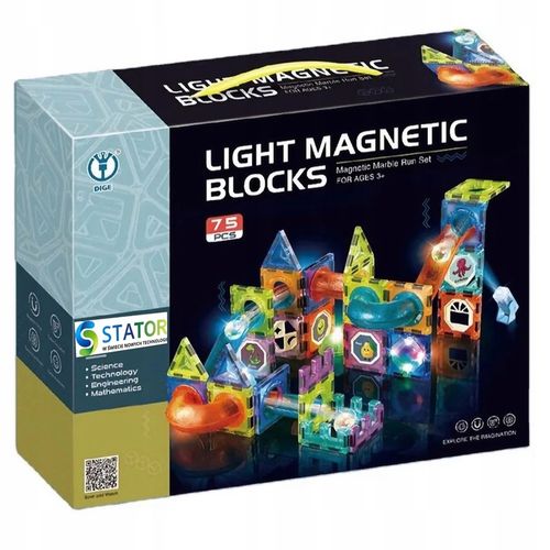 KLOCKI MAGNETYCZNE 3D Konstrukcyjne Magnetic TOR KULKOWY ŚWIECĄCY 75 el. na Arena.pl