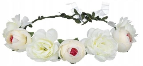 OPASKA WIANEK NA GŁOWĘ BOHO DRUCIK BIAŁE KWIATY PANIEŃSKI ŚLUBNY KOMUNIA na Arena.pl