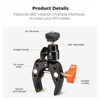 Uchwyt Zacisk CRAB CLAMP + Mini Głowica Kulowa z gwintem 1/4 GoPro K&F