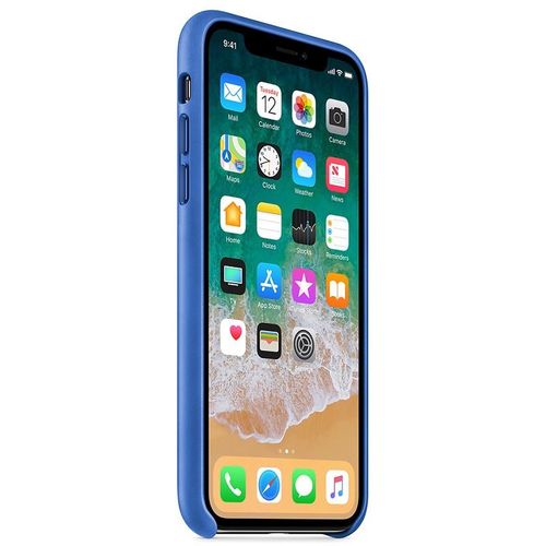 Apple Leather Case - Skórzane etui iPhone X (ostry błękit) na Arena.pl