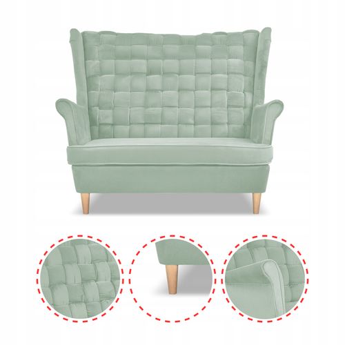 Zestaw wypoczynkowy Carol sofa fotele paski Family Meble seledynowy na Arena.pl