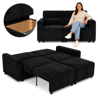 Kanapa 2os sofa rozkładana spania pojemnik czarny sztruks Komo Family Meble
