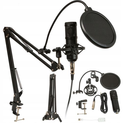 MIKROFON STUDYJNY USB JACK POJEMNOŚCIOWY GAMINGOWY ZESTAW POP FILTR STATYW na Arena.pl