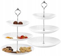 PATERA SZKLANA PIĘTROWA BIAŁA TRADYCYJNA NA CIASTO TORTY OWOCE 3 POZIOMY