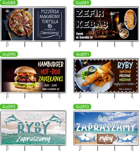 BANER REKLAMOWY 200x100 cm plandeka dużo wzorów SMAŻALNIA RYB RESTAURACJA na Arena.pl