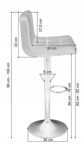 Hoker barowy czarny tapicerowany welur z oparciem regulowany glamour na Arena.pl