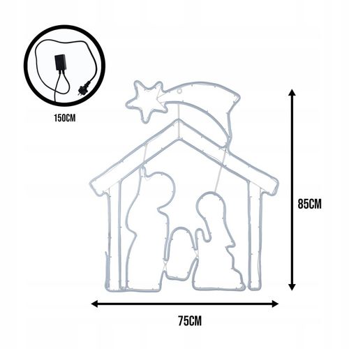 Lampki Zewnętrzne Dekoracja Ozdoba LED Neon Biały Świąteczne Stajenka IP44 na Arena.pl