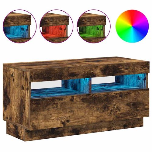 Szafka pod TV z oświetleniem LED, przydymiony dąb, 80x35x40 cm na Arena.pl