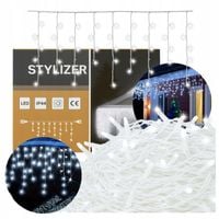 LAMPKI ŚWIĄTECZNE KURTYNA ŚWIETLNA SOPLE GIRLANDA 200LED ZIMNY BIAŁY