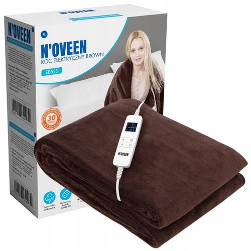 NOVEEN BRĄZOWY DUŻY KOC ELEKTRYCZNY 180x130cm MATA GRZEWCZA ZEGAR Z PILOTEM na Arena.pl