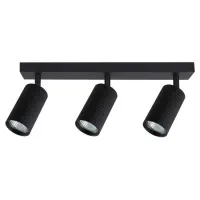 Kinkiet LED GU10 3x35W czarny ruchomy do wnętrz - czarne żebrowane tuby ruchome trzy źródła światła