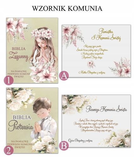Biblia Pismo Święte Komunia Chrzest Pudełko Grawer Pamiątka PIĘKNE WZORY na Arena.pl